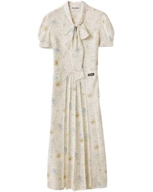 Miu Miu Pattern-Printed Short-Sleeved Dress - White