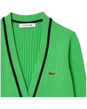 Lacoste Vneck Knit Cardigan - Green