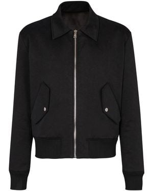 Balmain Cotton Bomber Jacket With Vintage Logo - Black