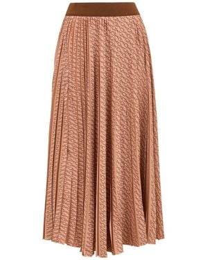 Herno Graphic Pleated Skirt - Brown