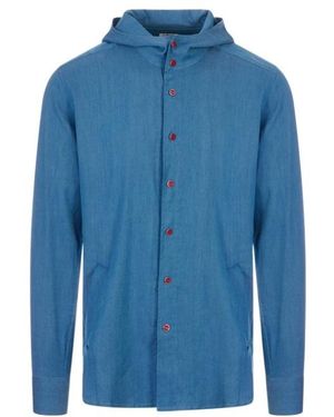 Kiton Mariano Hooded Shirt - Blue