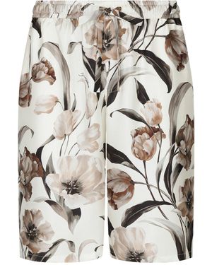 Dolce & Gabbana Floral Printed Jogging Shorts - White