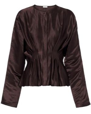 JOSEPH Erin Pleated Linen And Silk Blouse - Brown
