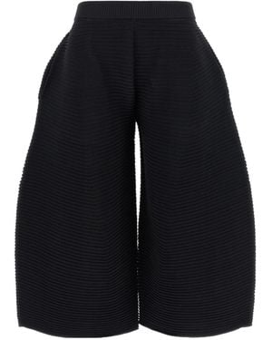 Issey Miyake Corrugated Cropped Knitted Pants - Blue