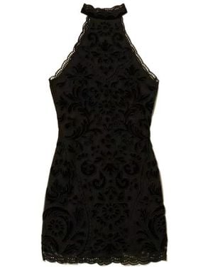 Twinset Halter-Neck Embroidered Mini Dress - Black