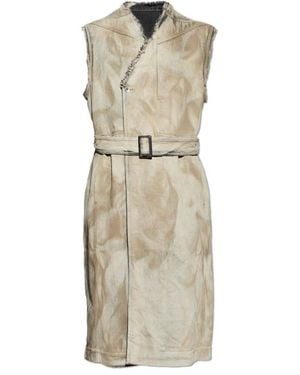 Rick Owens Belted Coats - Natural