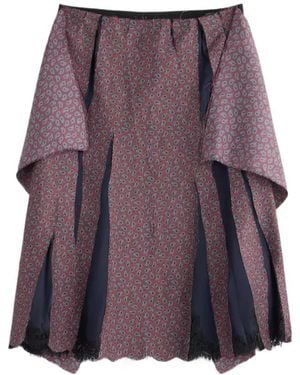 Maison Margiela Paisley-Print Lace-Trim Midi Skirt - Purple