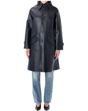 Ralph Lauren Leather Trench Coat - Blue