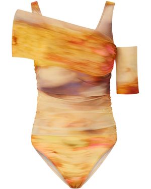 Pinko Abstract-Print Bodysuit - Orange