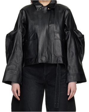 Sacai Leather Short Jacket - Black