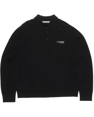 Acne Studios Wool Knit Polo - Black