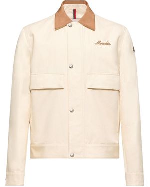 Moncler Kilke Linen Cotton Blend Shirt Jacket - Natural