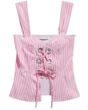 Area Grommet Poplin Corset Top - Pink