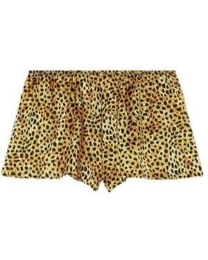 Versace Leopard-Print Silk Shorts - Metallic
