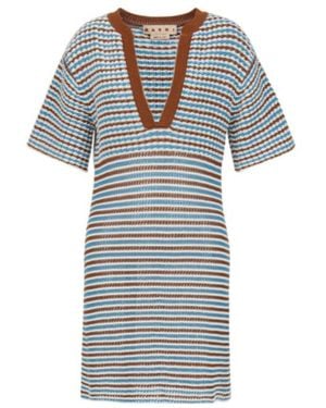 Marni Striped Crochet Dress - Blue