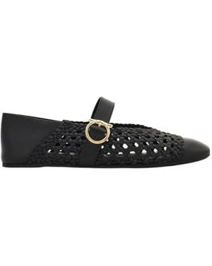 Ferragamo Gancini Buckle Ballet Flat - Black