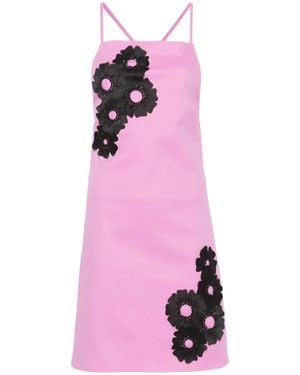 MSGM Floral-Appliqué Mini Dress - Pink