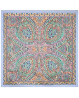 Etro Silk Scarf With Paisley Foliage Motif - Grey