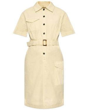 Woolrich Button Detailed Belted Dress - Natural