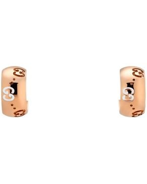 Gucci Icon 18K Gg Hoop Earrings - White
