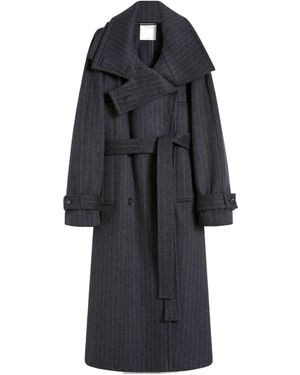Sportmax Arold Striped Belted Coat - Black