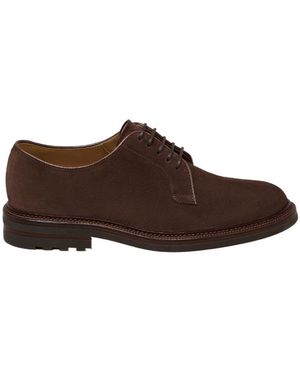 Brunello Cucinelli Lace-Up Suede Derby Shoes - Brown