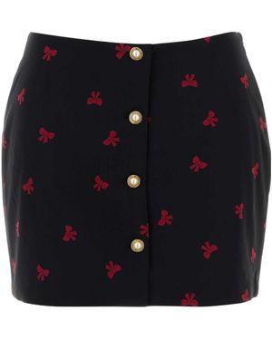 Alessandra Rich Bow Printed Mini Skirt - Blue