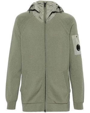C.P. Company Lens Detailed Hooded Zip-Up Cardigan - Green