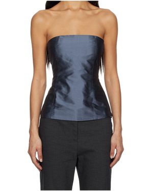 Paloma Wool Panelled Strapless Top - Blue