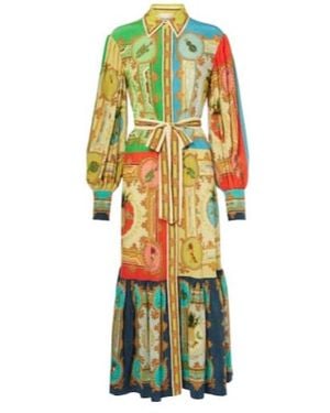 ALÉMAIS Monte Printed Linen Shirt Dress - Green