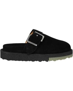 Off-White c/o Virgil Abloh Buckle Detail Suede Slippers - Black