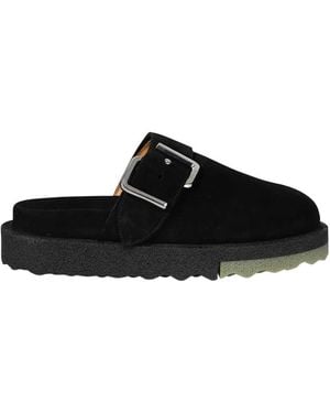 Off-White c/o Virgil Abloh Buckle-Detail Suede Slippers - Black