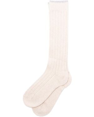 Brunello Cucinelli Ribbed Cashmere Socks - White