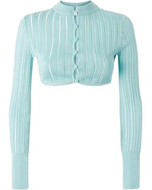 Alaïa Alaïa Crinoline Cropped Knitted Cardigan - Blue
