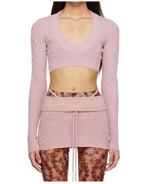 KNWLS Cali Argyle Cropped Knitwear - Pink