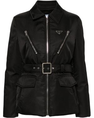 Prada Triangle-Logo Padded Jacket - Black
