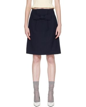 ShuShu/Tong Bow-Detail Wool Skirt - Blue