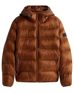 Tommy Hilfiger Tonal Logo Hooded Puffer Jacket - Brown