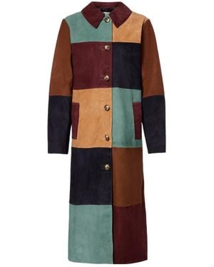 RIXO London Patchwork Suede Coat - Multicolor