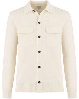 Eleventy Buttoned Shirt-Style Knitted Jacket - White