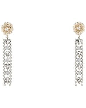 Alessandra Rich Embellished Metal Earrings - White