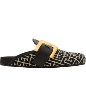 Balmain Jacquard Anthem Mules - Black