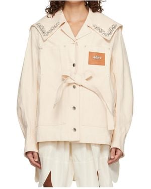 Simone Rocha Bow-Tie Denim Jacket - Natural