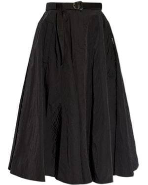 Moncler Belted A-Line Midi Skirt - Black