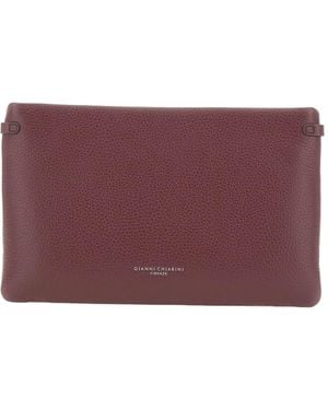 Gianni Chiarini Hermy Hammered Leather Clutch Bag - Purple