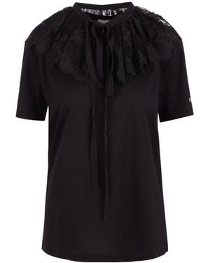 Patou Lace Detail T-Shirt - Black