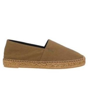 Saint Laurent Minimalist Canvas Flat Shoes - Brown