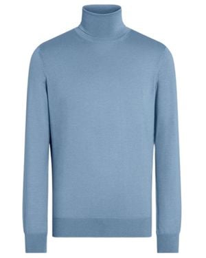 ZEGNA Turtleneck Long-Sleeved Jumper - Blue
