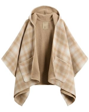 Woolrich Hooded Plaid Cape - Natural