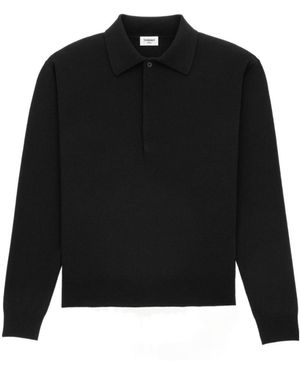 Saint Laurent Button Detailed Knitted Polo Shirt - Black